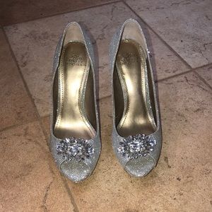 Belle Badgley Mischka Silver Heels